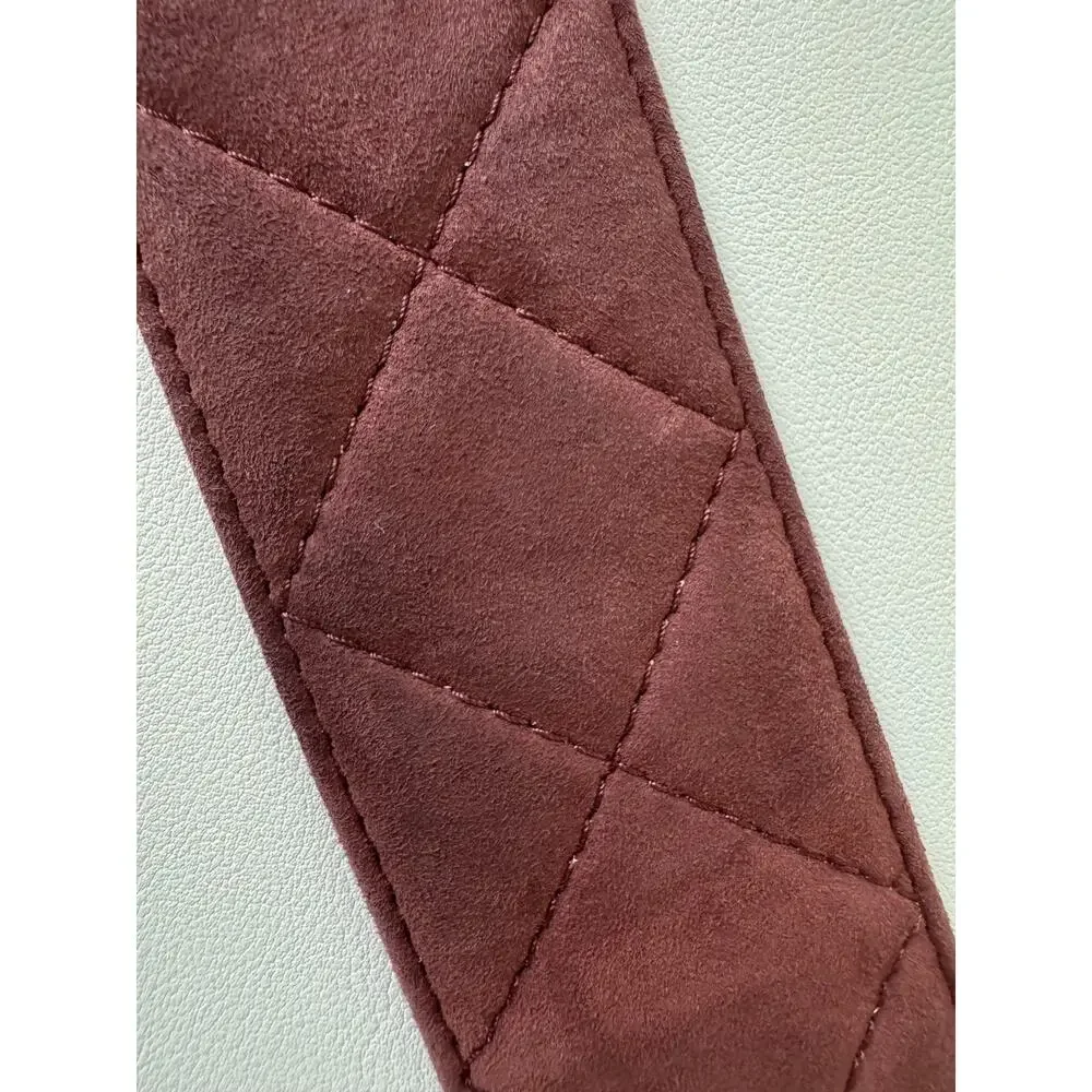 The Tailored Sportsman Belt Womens Medium Red Suede Quilted Grommet Made Italy